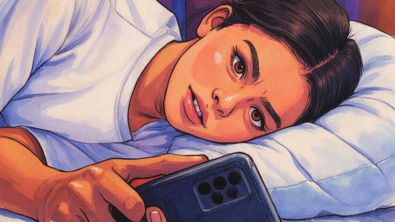 Adolescente no celular tentando dormir (Foto: Freepik)