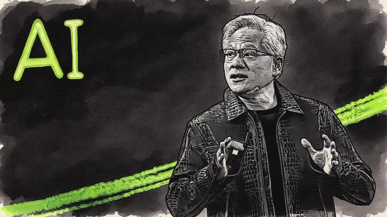 Jensen Huang, CEO da Nvidia, em uma apresentação (Foto: Reprodução)