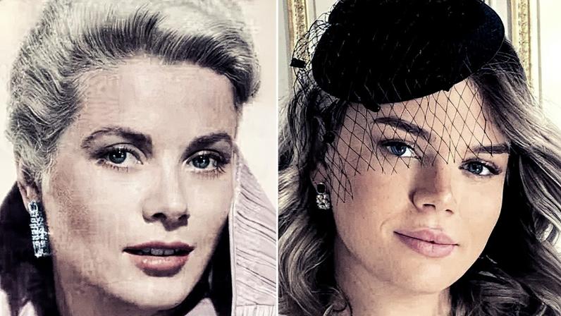 Princesa de Mônaco Grace Kelly à esquerda; à direita, a neta da falecida atriz de Hollywood, Camille Rose Gottlieb — Foto: Getty Images (esq.) e Reprodução / Instagram (dir.)