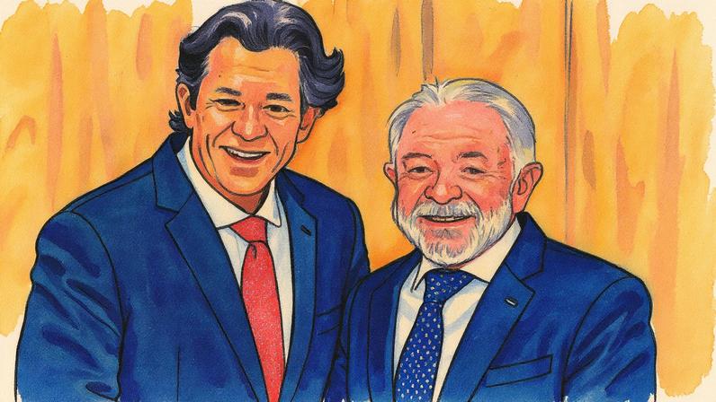 Ministro Fernando Haddad e o presidente Lula no Palácio do Planalto (Foto: Evaristo Sá/AFP)