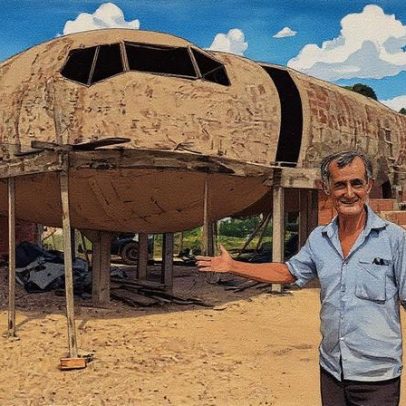 Aposentado de Rondônia cria casa em formato de avião e surpreende internautas
