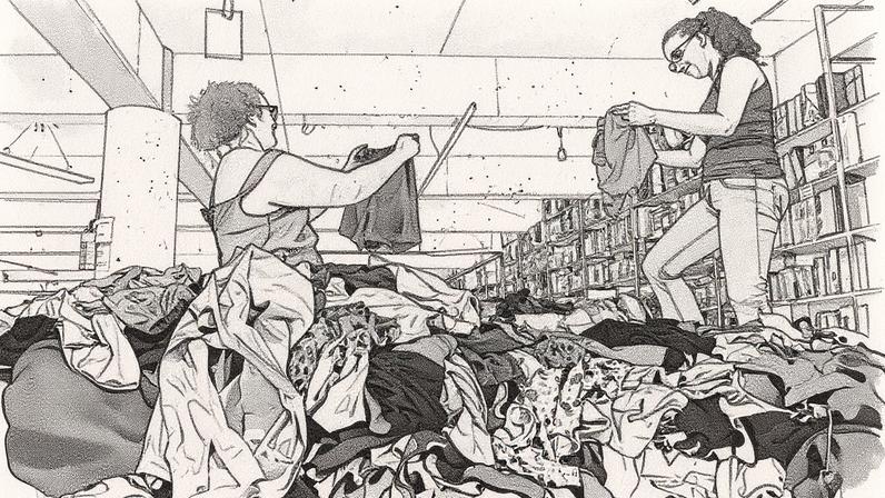 Clientes garimpam as peças no Bazar Hamouche, no centro de São Paulo, que vende roupas por quilo (Foto: Karime Xavier/Folhapress)