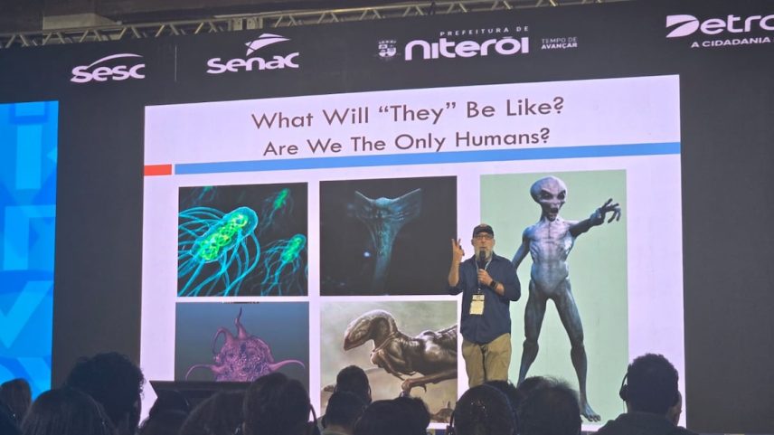 Cientista Adam Frank falou sobre vida alienígena durante a Rio Innovation Week 2025. (Foto: Lucas Agrela/Estadão)