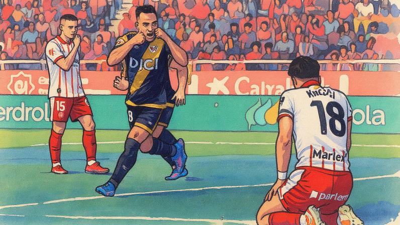 Ávaro García, do Rayo, festeja seu gol diante do lamento de Krejci. (Foto: Siu Wu/EFE)