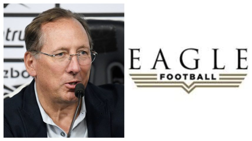 John Textor está em um imbróglio jurídico com a Eagle Football (Foto: Daniel RAMALHO / AFP e Reprodução Eagle Football)