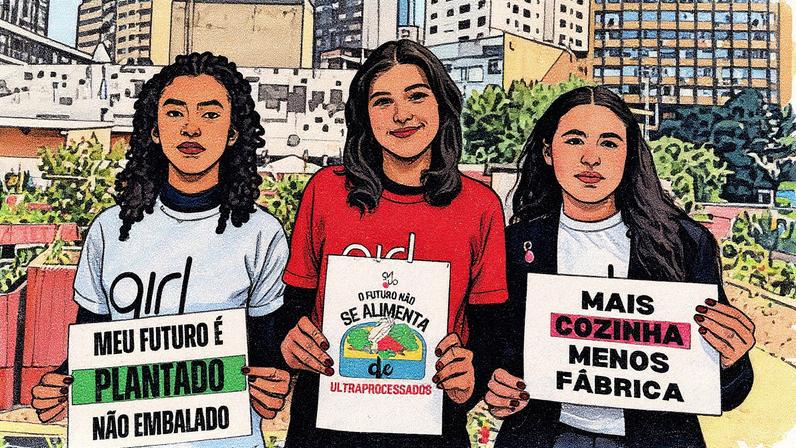 Ativistas Ana Beatriz Lopes, Isabely Leite e Kawane Rafaela Cerqueira, do movimento Girl Up (da esq. à dir.) (Foto: Marcos Rodrigues)