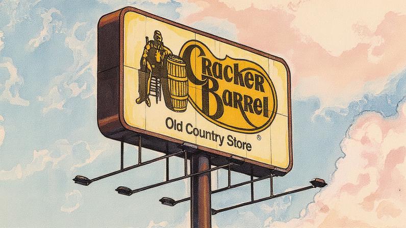 O logo da Cracker Barrel Old Country Store é visto em uma placa ao longo da Interstate 80. (Foto: Paul Weaver | SOPA Images | Getty Images)