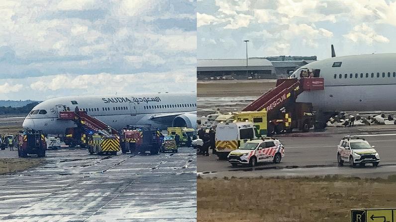 Passageiro é preso após agredir comissário e tentar abrir porta de avião da Saudia em Heathrow (Foto: Reprodução)