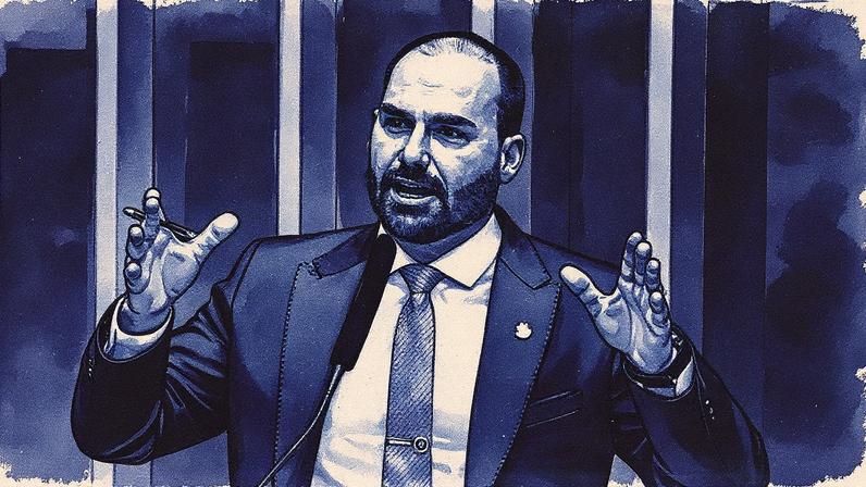 Deputado federal Eduardo Bolsonaro (PL-SP) na Câmara dos Deputados (Foto: Zeca Ribeiro /Câmara dos Deputados)