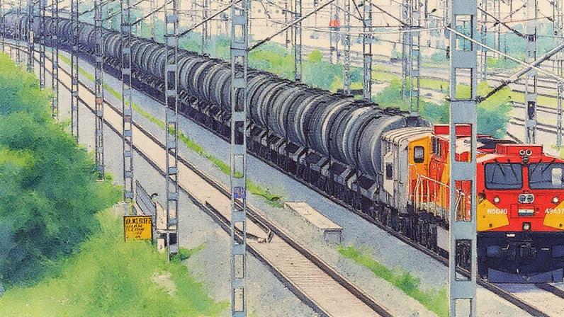 Um trem transporta tanques de óleo em Ajmer em 7 de julho de 2025. Exportadores indianos estão correndo em busca de opções enquanto tentam mitigar as consequências da ameaça de tarifas do presidente dos EUA, Donald Trump, contra a nação mais populosa do mundo. (Foto: Himanshu Sharma | Afp | Getty Images)