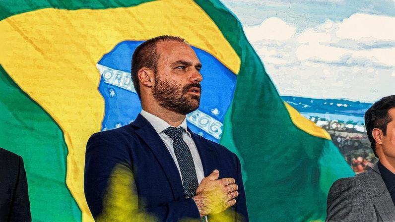 Eduardo Bolsonaro: deputado afirmou que novas sanções podem ser aplicadas ao Brasil (Foto: Alan Santos/PR/Divulgação)