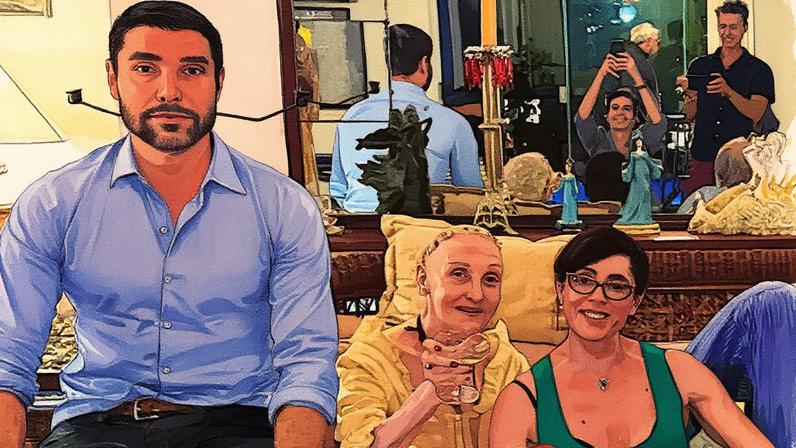 Christiane Torloni, de verde, com o filho, Leonardo, e a mãe, Monah Delacy (Foto: reprodução do Instagram)