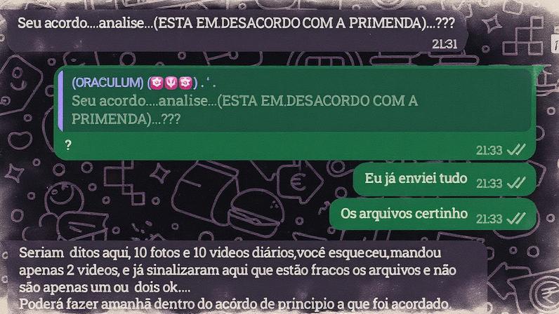 Troca de mensagens mostra coação de adolescente para produção de imagens com conteúdo sexual; o caso está sendo investigado pela delegacia de Rio Branco do Sul (PR) (Foto: Reprodução/Divulgação/PC-PR)