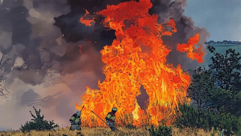 Bombeiros do Ayuntamiento de Zamora combatem incêndio na localidade de Losacio (Foto: Reprodução)