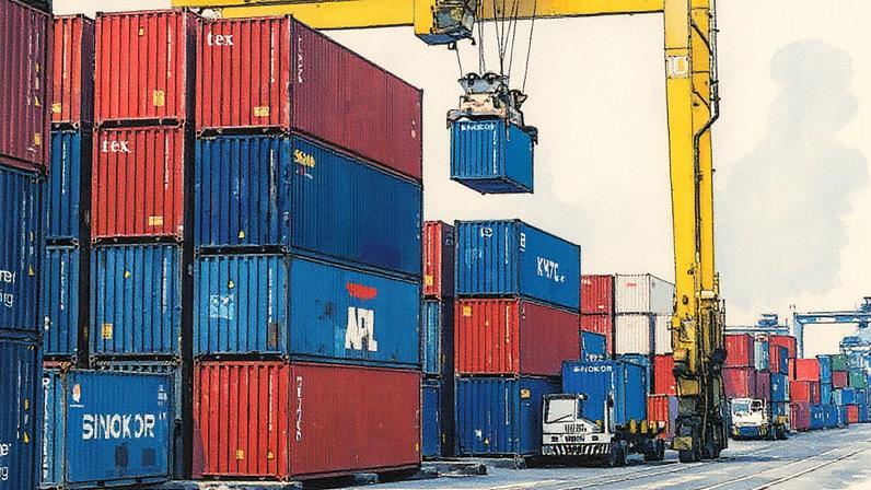 Contêineres de carga empilhados no Terminal Internacional de Contêineres de Tanjung Priok, em Jacarta, em 7 de agosto de 2025 (Foto: Reprodução)