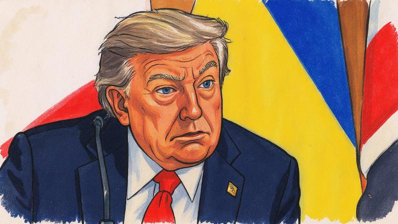 Presidente dos EUA, Donald Trump, durante reunião com líderes europeus e da Ucrânia sobre a guerra, na Casa Branca (Foto: ANDREW CABALLERO-REYNOLDS / AFP)