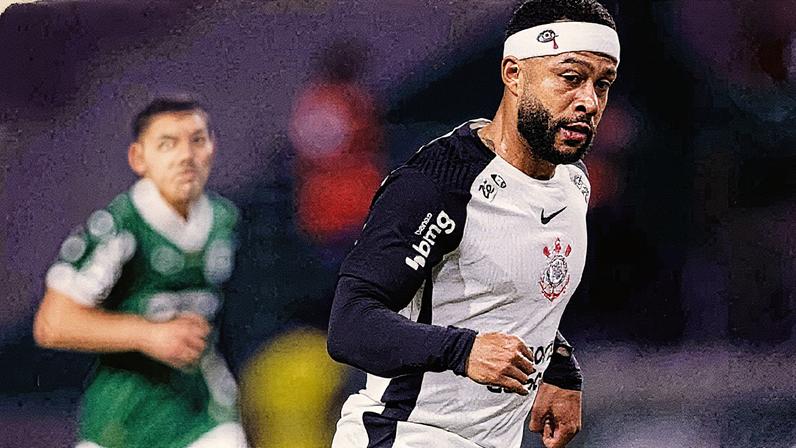 Memphis Depay em ação durante partida pelo Corinthians na Copa do Brasil (Foto: Reprodução)
