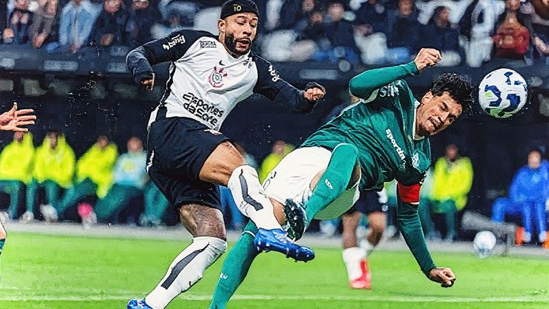 Memphis marca o gol da vitória do Corinthians contra o Palmeiras em jogo da Copa do Brasil (Foto: Reprodução)