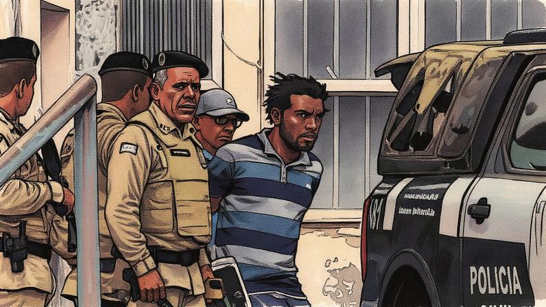 Suspeito de participação em triplo assassinato detido pela Polícia Civil (Foto: Reprodução TV Bahia)