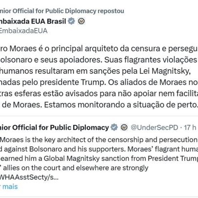 EUA alertam sobre consequências para aliados de Moraes em novo comunicado