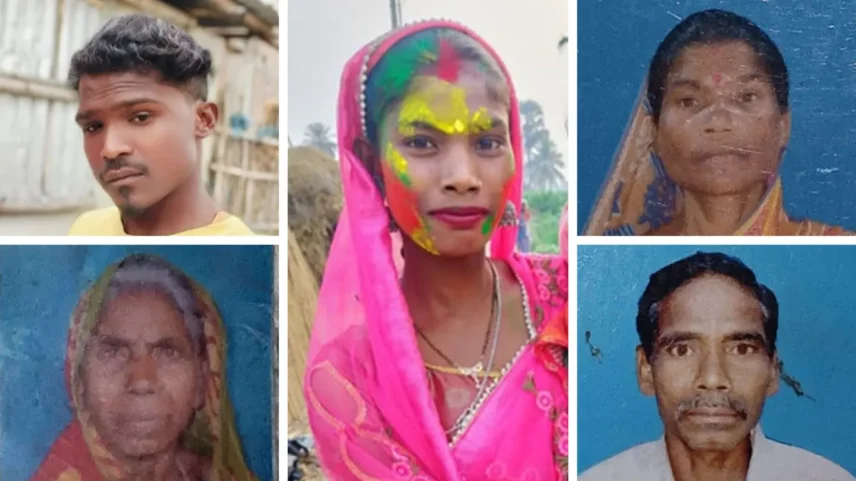Os cinco membros de uma família que foram linchados por uma multidão em Bihar (Foto: BBC)