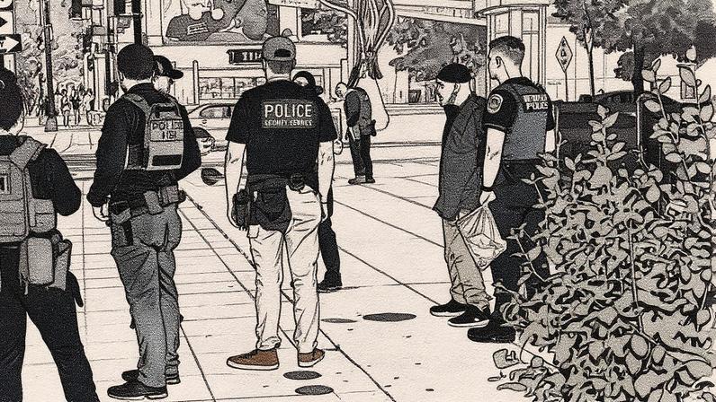 Agentes do Departamento de Segurança Interna e do Serviço Secreto dos EUA realizam prisão em bairro de Washington (Foto: Andrew Leyden/Getty Images/AFP)
