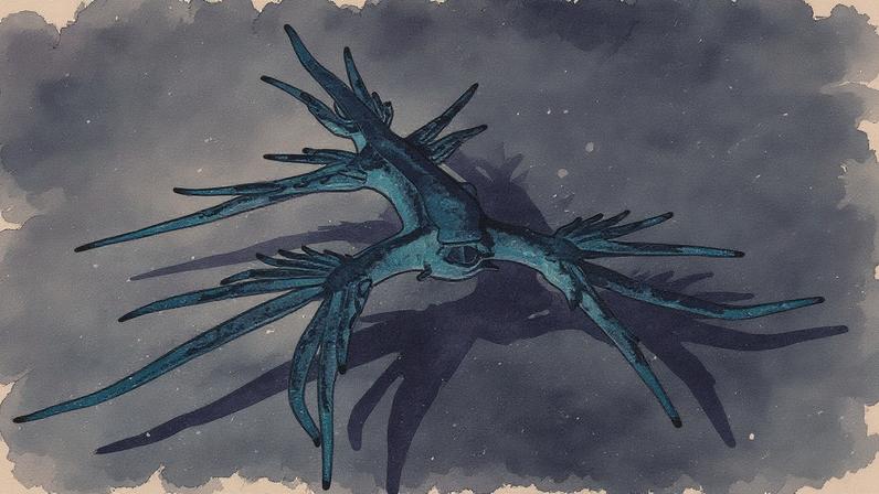 Ejemplar de dragón azul (Glaucus atlanticus), recogido en la bahía de Algeciras. (Foto: Pedro Sánchez)