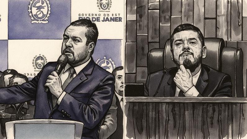 Cláudio Castro (à esquerda) e Rodrigo Bacellar (Foto: Philippe Lima/Governo do Estado e Márcia Foletto/Agência O Globo)