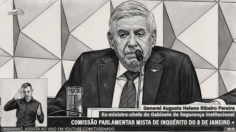 General Heleno fala em CPI que investiga atos golpistas de 8 de janeiro (Foto: Reprodução)