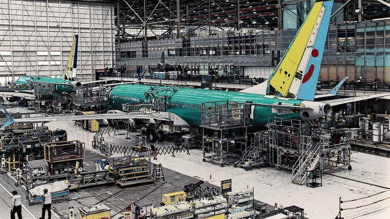 Montagem do 737 Max na fábrica da Boeing, nos EUA (Foto: Jennifer Buchanan/Reuters)