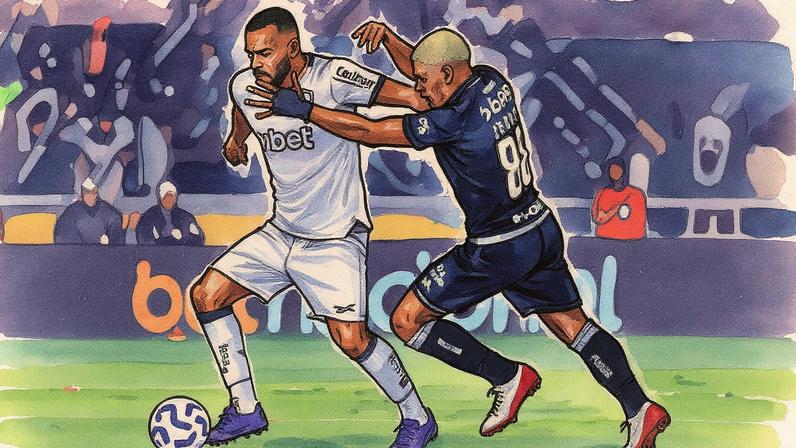 Arthur Cabral tenta se desvencilhar da marcação de Cauan Barros em clássico entre Vasco e Botafogo que terminou empatado; ambos os jogadores tiveram bom desempenho (Foto: Vítor Silva / Botafogo)