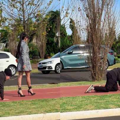 Influenciadora surpreende ao passear com 'pet humano' na coleira em vídeo viral