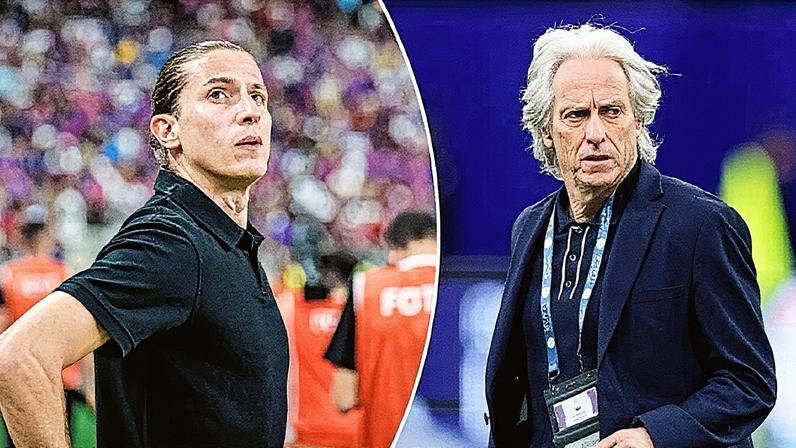 Filipe Luís e Jorge Jesus, antes comandado e treinador e agora colegas de profissão (Foto: Getty Images)