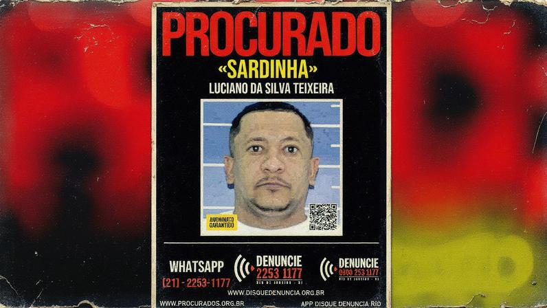 Cartaz que pede informações sobre o bandido conhecido como Sardinha (Foto: Disque Denúncia/Divulgação)