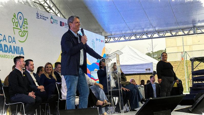 Tarcísio participa de evento no ABC (Foto: Reprodução)