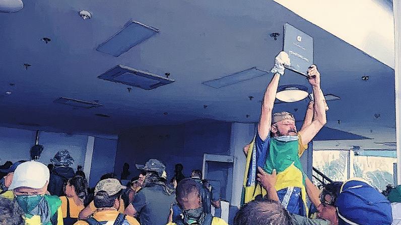 Marcelo Fernandes Lima durante atos terroristas (Foto: Reprodução)