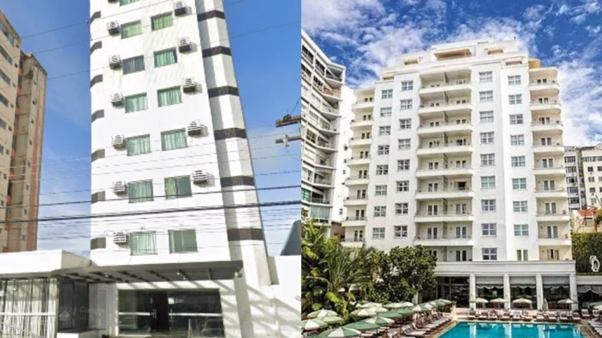 Hotel 3 estrelas de Belém e o Copacabana Palace — Foto: StreetView/Google e Márcia Foletto/Agência O Globo