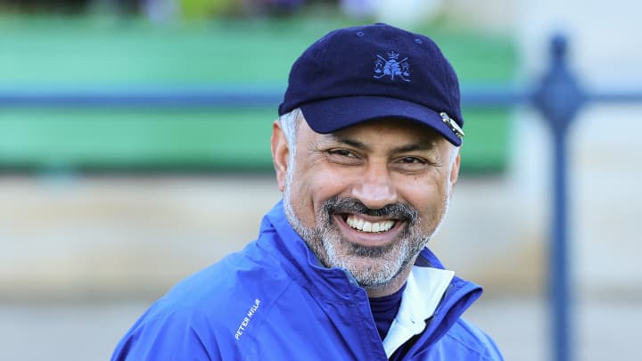 Nikesh Arora dos Estados Unidos no primeiro buraco durante a terceira rodada do Alfred Dunhill Links Championship no Old Course em 2 de outubro de 2021 em St Andrews, Escócia. (Foto: David Cannon | David Cannon Collection | Getty Images)