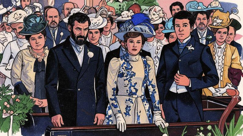 Merritt Wever, Morgan Spector, Carrie Coon e Harry Richardson, em 'A idade dourada'. (Foto: Reprodução)