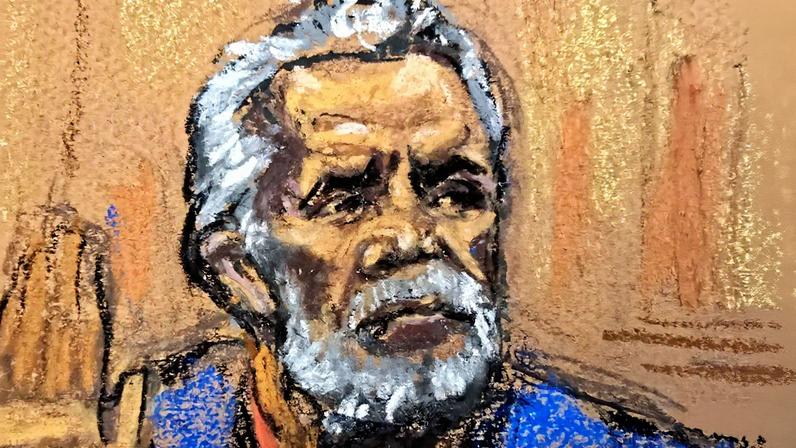 'El Mayo' Zambada faz um juramento antes de se declarar culpado em um tribunal federal em Nova York no dia 25 de agosto. (Foto: REUTERS)