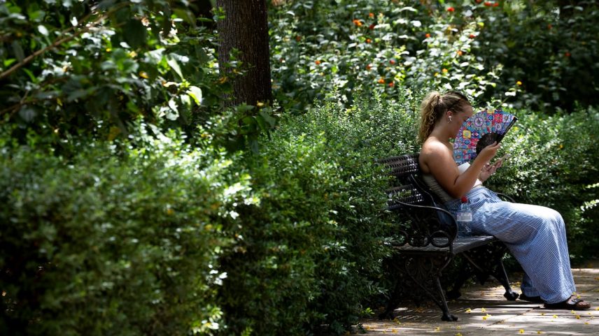 Uma garota sob a sombra e com um leque em Sevilha. (Foto: PACO PUENTES)