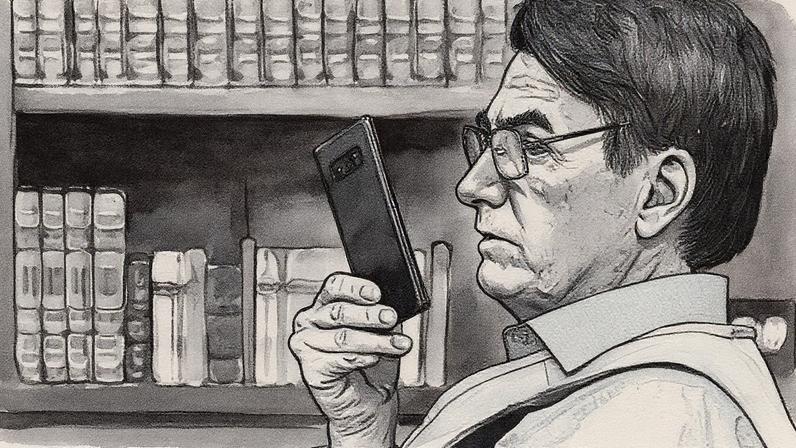 Jair Bolsonaro no celular quando ainda era presidente — Foto: Divulgação Presidência da República