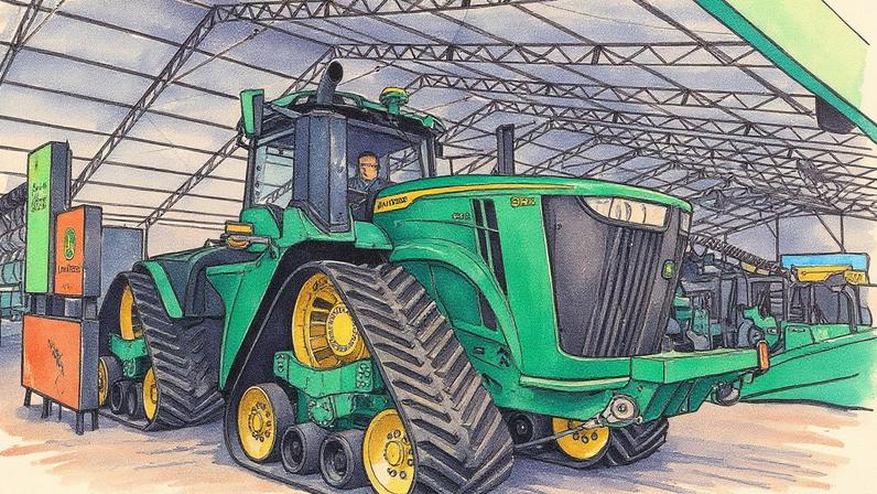 Trator da americana John Deere, ainda sem preço de venda determinado para o Brasil (Foto: Alexandre Inacio)