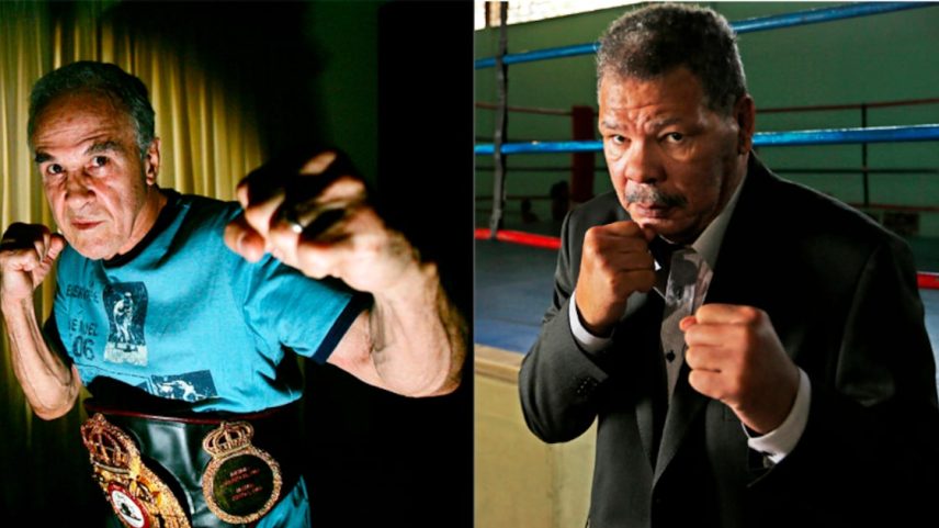 O campeão de boxe Éder Jofre (à esquerda) é considerado o maior peso-galo de todos os tempos e morreu em 2022, aos 86 anos. Adilson Maguila Rodrigues, o Maguila, lutava na categoria peso-pesado e foi campeão mundial, sul-americano e brasileiro. Maguila morreu em 2024 aos 66 anos. (Foto: Ernesto Rodrigues/Estadão e Helvio Romer/Estadão)