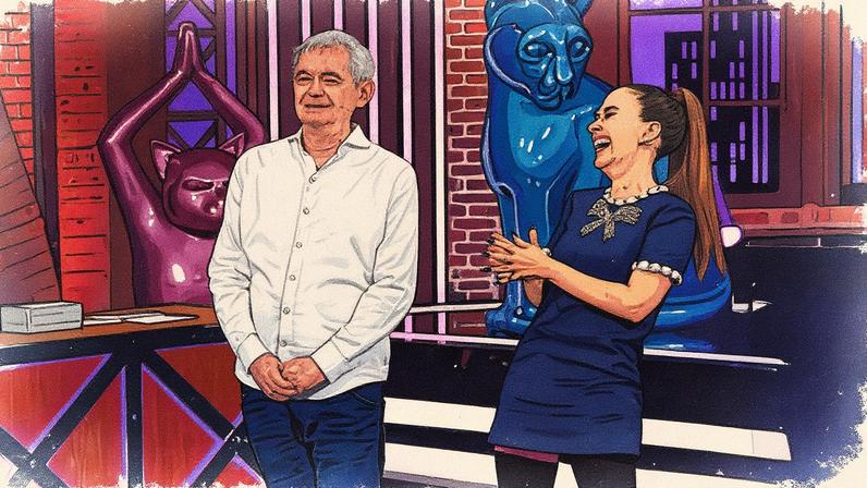Serginho Groisman e Tata Werneck no 'Lady night' (Foto: Juliana Coutinho / Divulgação Multishow)