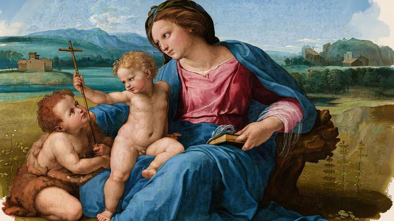 Virgem e Criança com o Menino São João Batista em uma Paisagem (A Madonna Alba), ca. 1509-11. (Foto: National Gallery of Art, Washington, D.C.)