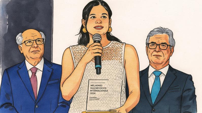 Vice-presidente Geraldo Alckmin e presidente da ApexBrasil, Jorge Viana, durante a premiação Melhores dos Negócios Internacionais em 2024 (Foto: Reprodução)