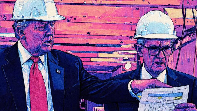 Donald Trump e Jerome Powell durante visita recente ao projeto de renovação da sede do Fed em Washington DC (Foto: Chip Somodevilla/Getty Images)