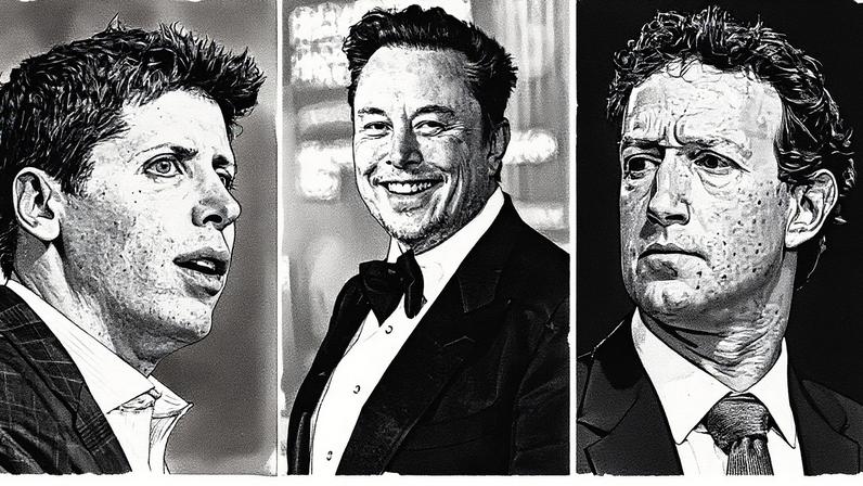 Sam Altman, Elon Musk e Mark Zuckerberg aparecem na lista dos 100 mais influentes no mundo da IA (Foto: Reprodução)