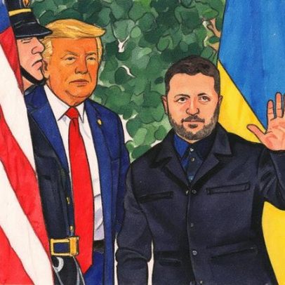 Zelensky veste terno preto para encontro com Trump e líderes europeus na Casa Branca